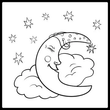 Moon, a graphical outline Stock Illustration