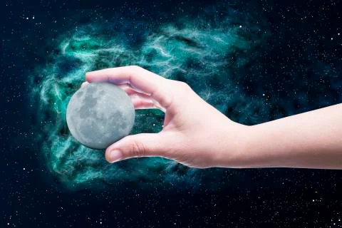Moon in a hand Stock Illustration