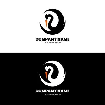 Moon heron logo design vector Stock Illustration
