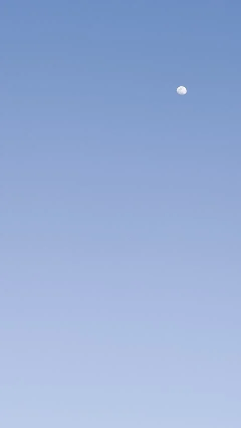 Moon High in Deep Blue Twilight Sky Video stock 344807570