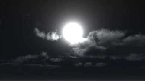 Moon horror clouds at night Stock Illustration