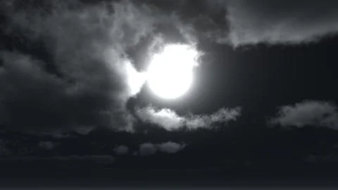Moon horror clouds at night Stock Illustration