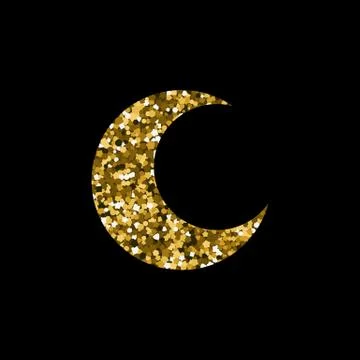 Moon icon on black background. Stock Illustration