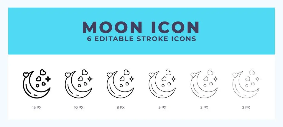 Moon icon with different stroke. Vector illustration. Stock Illustration