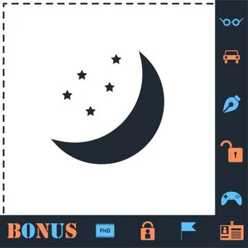 Moon icon flat Stock Illustration