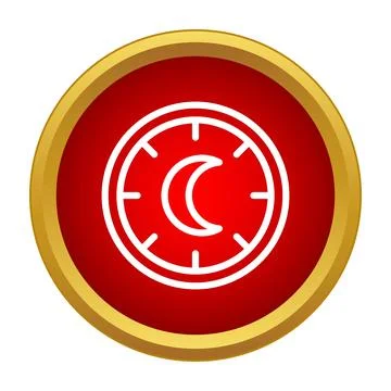 Moon icon inside clock showing night time 스톡 일러스트