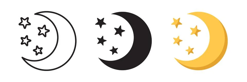Moon icon set collection in flat style. Moonlight vector illustration on is.. Stock Illustration
