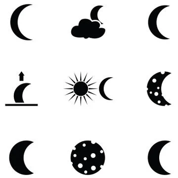 Moon icon set Stock Illustration