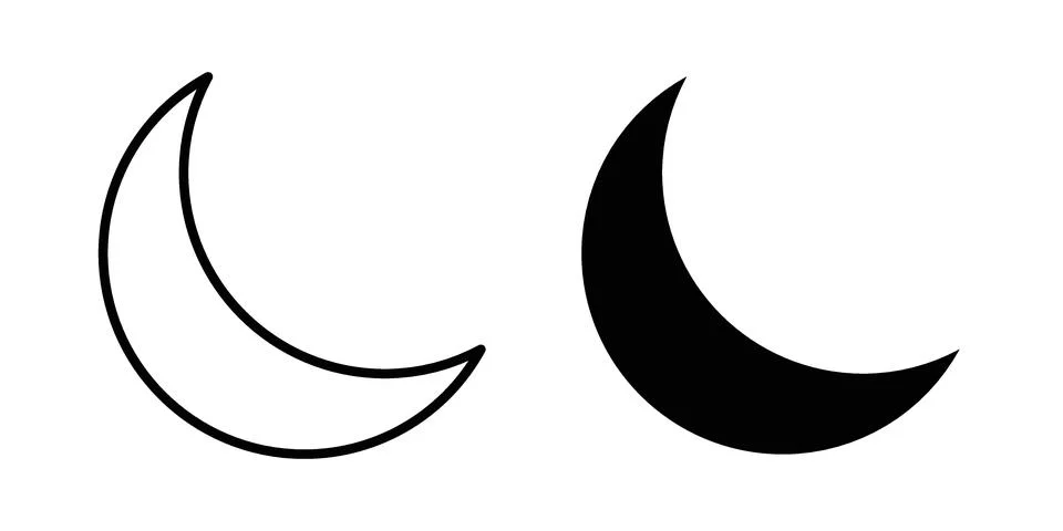 Moon icon symbol  illustration bundle in black colour Stock Illustration