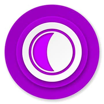 Moon icon, violet button, sleep sign. Stock Illustration