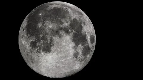 The Moon isolated on black background. Stock Photos