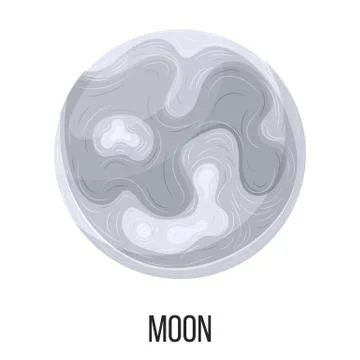 Moon isolated on white background. Solar system. Cartoon style vector illustr Stock Illustration