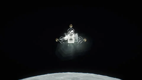 Moon Lander Separation in a 3D animation Stock-Footage 240380403