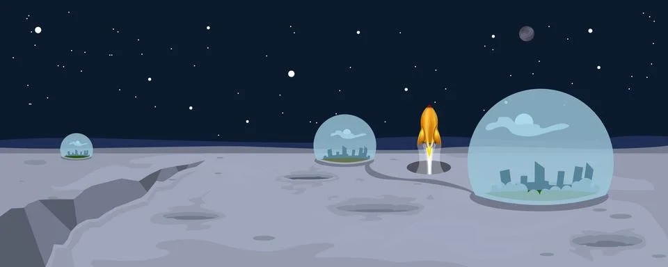 Moon Landscape Background Stock Illustration