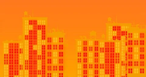 Moon with light building in high resolution. City light buildings backgroun.. Ilustración de archivo