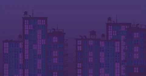 Moon with light building in high resolution. City light buildings backgroun.. Ilustración de archivo