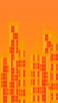 Moon with light building in vertical high resolution. City light buildings .. Ilustración de archivo