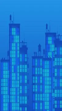 Moon with light building in vertical high resolution. City light buildings .. Ilustración de archivo