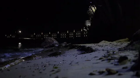 Moon Light Reflecting in Sea Waves near the Beach . Static Shoot Stock Footage 68345701