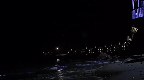 Moon Light Reflecting in Sea Waves near the Beach . Static Shoot Stock Footage 68345820