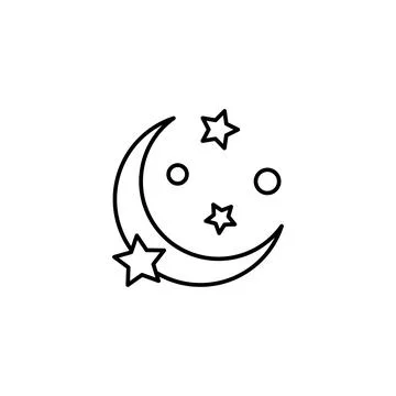 Moon line icon on background. Stock Illustration