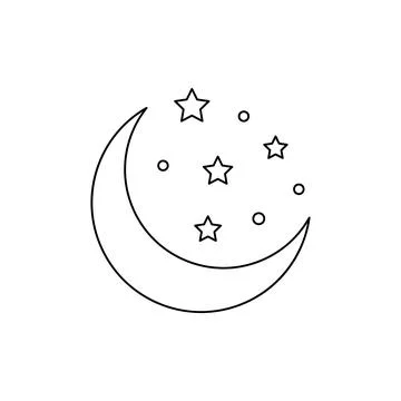 Moon line icon on background. Stock Illustration