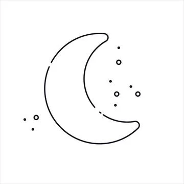 Moon linear outline icon, simple minimalistic night graphical symbol. Stock Stock Illustration