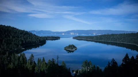 Moon Lit Emerald Bay Time Lapse Stock Footage 37111049