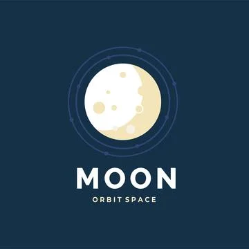 Moon Logo Design Vector with orbit, space object suitable Stock Illustration
