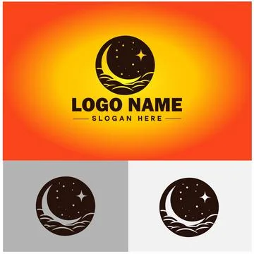 Moon logo icon vector for business brand app icon stars Moon Night bed logo.. Stock Illustration