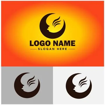 Moon logo icon vector for business brand app icon stars Moon Night bed logo.. Stock Illustration