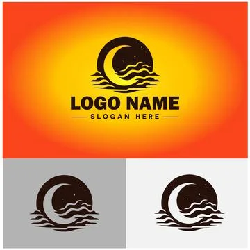 Moon logo icon vector for business brand app icon stars Moon Night bed logo.. Ilustração Stock