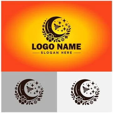 Moon logo icon vector for business brand app icon stars Moon Night bed logo.. Illustrazione stock