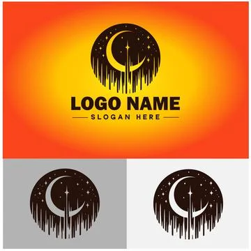Moon logo icon vector for business brand app icon stars Moon Night bed logo.. Stock Illustration