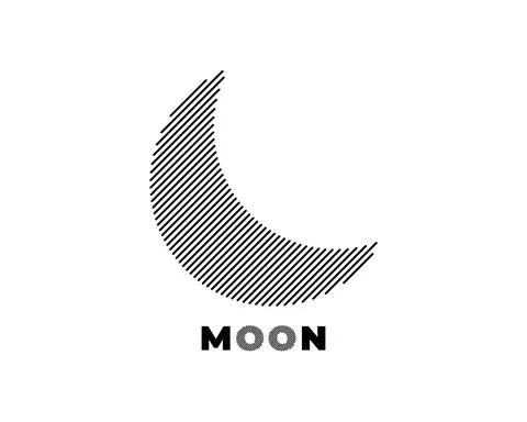 Moon logo icon vector isolated . Text logo MOON isolated on white. Typography Stock Illustration