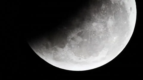 Moon Lunar Eclipse Real Time via telescope 1 Base of Moon Stock Footage 49072746