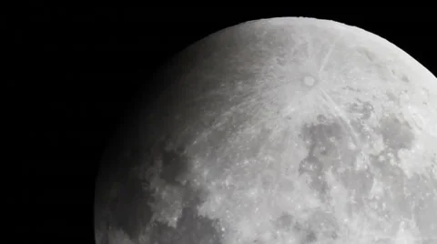 Moon Lunar Eclipse Real Time via telescope 3 Top of the Moon Stock Footage 49074379