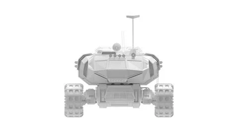 Moon Mars space vehicle 3D rendering computer model isolated on white Stock Illustration