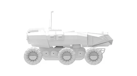 Moon Mars space vehicle 3D rendering computer model isolated on white Stock Illustration