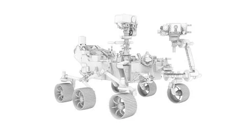 Moon Mars space vehicle 3D rendering computer model isolated on white Stock-Illustration