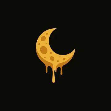Moon Melted Cheese Scenery Logo Stock Illustration