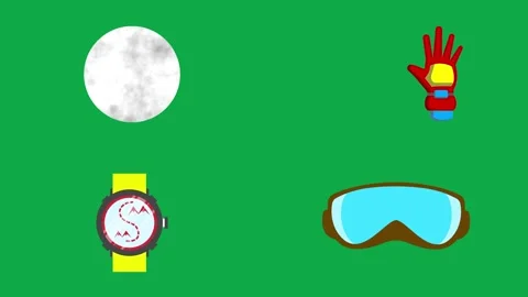 Moon Mitt Timer Snowgoggle animation on green screen 3d clay model perfect Stockbeeldmateriaal 334704195
