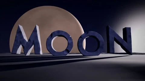 Moon Monolithic Letters on a Barren Alien Plateau with a Planet Rising on the Video stock 341985803