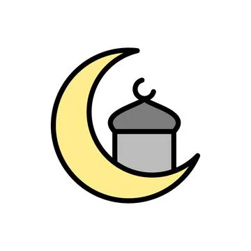 Moon mosque Ramadan icon. Simple outline color vector elements of islam icons Ilustração Stock