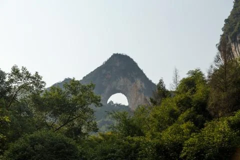 Moon mountain on sky background Stock Photos