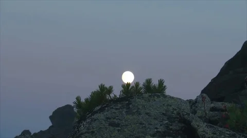 Moon in the mountains Stock Footage 83695555