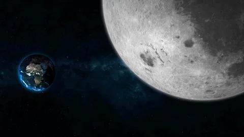 Moon move planet earth on space Stock Illustration