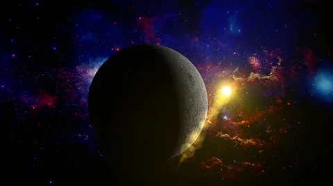 Moon movement in the space - with lens objects Stock Footage 54627647