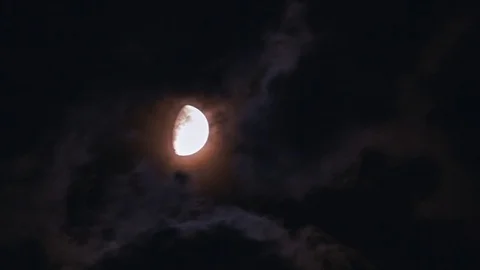 Moon moving behind fast clouds 4k timelapse Video stock 115583851