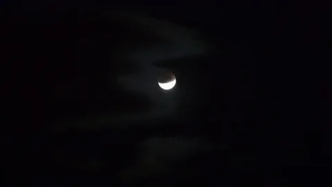 Moon moving on night sky during partial eclipse Stock Footage 113473491